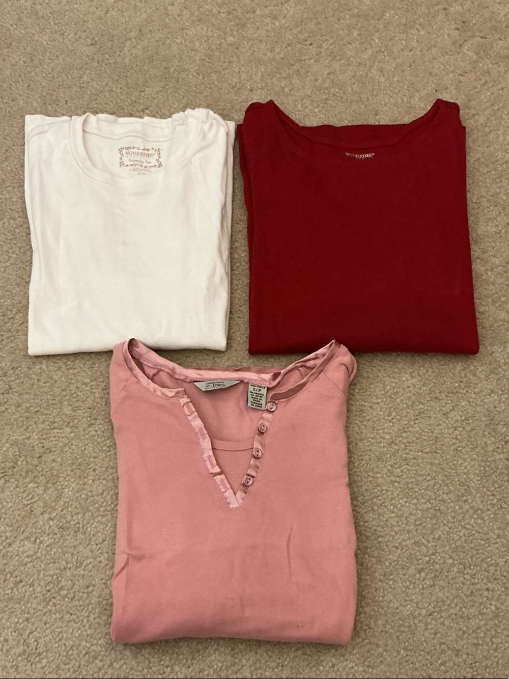 Motherhood Maternity Bundle of 3 Long Sleeve 100% Cotton Tops - Size S